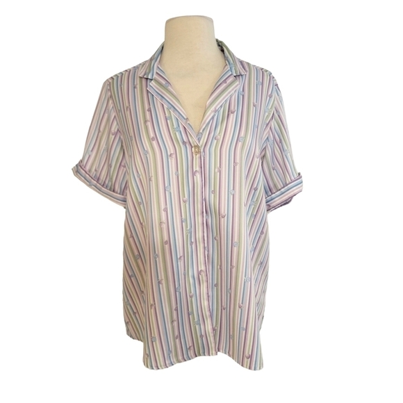 Vintage Levi Strauss Pastel Striped & Berry Print Shirt - Picture 1 of 8